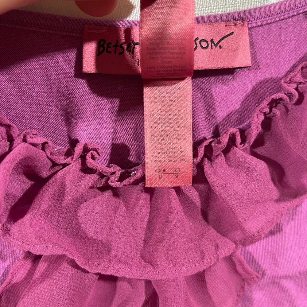 Betsey Johnson Intimates Cami Top M Women's Purple Coquette Y2K Ruffle Babydoll - Picture 4 of 6